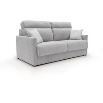 Divani.Store Divani.store - Margot Divano letto matrimoniale con schienale morbido alto in tessuto T02 156 cm (mat.120x197) grigio chiaro