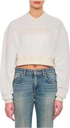 Alexander McQueen Alexander McQueen, Sweatshirts, female, White, Size: XS Embroidered Logo Sweatshirt