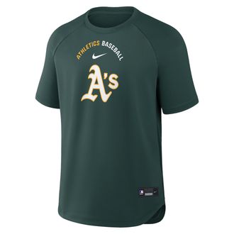 Nike Athletics Authentic Collection Batting Practice Pregame Nike Mens Dri-FIT MLB Top in Green | 04HG11E6FZ-7DX