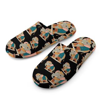 Generic Traditional Indian Dressed Elephant Mens Cozy Memory Foam Slippers Warm Cotton House Shoes Comfy Slipper for Indoor Outdoor
