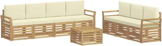 vidaXL Juegos De Sof&aacute;s 8 Uds. Blanco Y Crema Poli&eacute;ster Vidaxl