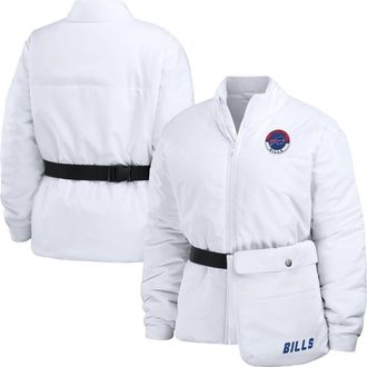 WEAR by Erin Andrews Womens WEAR by Erin Andrews White Buffalo Bills Packaway Full-Zip Puffer Jacket at Nordstrom, Size X-Large