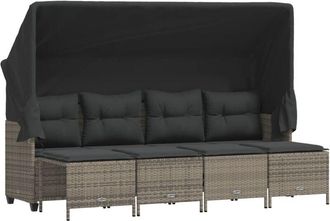 vidaXL Juego de sofás jardín con cojines 5 pzas ratán sintético gris Vidaxl