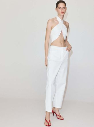 Mango Pantaloni balloon vita alta bianco - Donna - 36 - MANGO