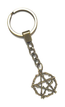 Generic KEYRING - Star - Bronze Plated. 30mm Split Ring. Goth Emo Rock. Key Ring. Pentagram