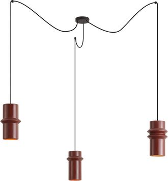 QAZQA Qazqa L&aacute;mpara Colgante Retro Roja Con Negro 3 Luces - Monti