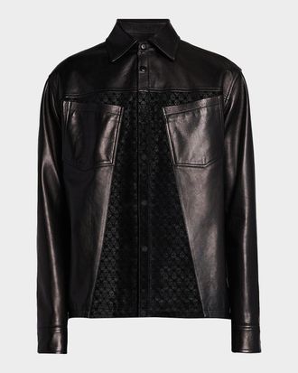Alexander McQueen Men & apos;s Skull-Embossed Leather Jacket
