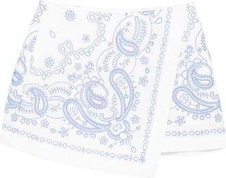 Self Portrait White And Blue Embroidered Linen Skort