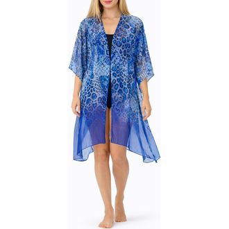 Ranee&rsquo;s Animal Print Duster in Blue at Nordstrom Rack