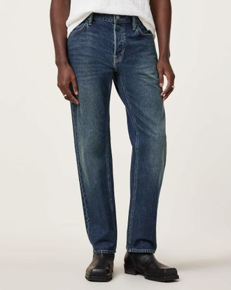 AllSaints Mens Cotton Reid Straight Fit Denim Jeans, Size: 28/L32