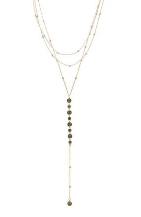 Ettika Triple Layer Y-Necklace in Black at Nordstrom