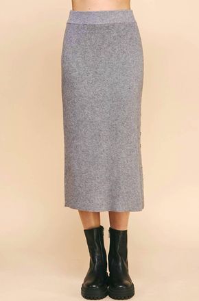 Pinch Design Ribbed Sweater Maxi Skirt In Grey