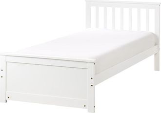 Beliani Minimalist eu Single Wooden Bed Frame Pine Wood mdf 3ft White Olendon