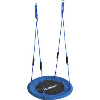 Relaxdays Relaxdays Nest Swing, Round Hanging Swing, Foam Handles, Kids, Adjustable, Outdoor, &Oslash;: 80 cm, max. 100 kg, Blue