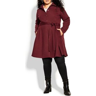 City Chic Rosemary Coat with Removable Faux Fur Collar in Red at Nordstrom, Size Xxs
