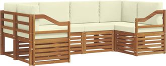 vidaXL Conjunto De Sof&aacute;s De Exterior 6 Uds. Natural Y Crema Vidaxl