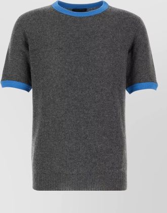 Prada cashmere sweater contrast trim short sleeves