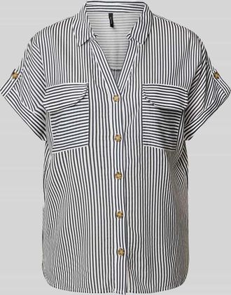 Vero Moda Regular Fit Hemdbluse aus reiner Viskose Modell BUMPY in Dunkelblau, Gr&ouml;&szlig;e XS