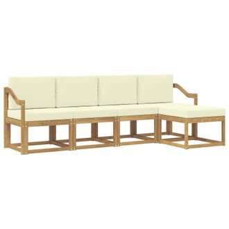 vidaXL Conjunto De Sof&aacute;s De Exterior Con Coj&iacute;n 5 Pcs Blanco Y Crema Vidaxl