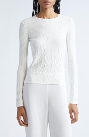 Emporio Armani Checkered Sweater in Solid White at Nordstrom, Size Large