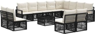 vidaXL Conjunto De Sof&aacute;s De Jard&iacute;n 13 Uds. Negro Rat&aacute;n Sint&eacute;tico Vidaxl