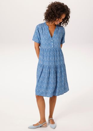 Aniston Sommerkleid ANISTON CASUAL, Damen, Gr. 36, N-Gr, blau, hellblau, wei&szlig;, Web, Obermaterial: 100% Viskose, bedruckt, gemustert, figurumspielend kniefrei,