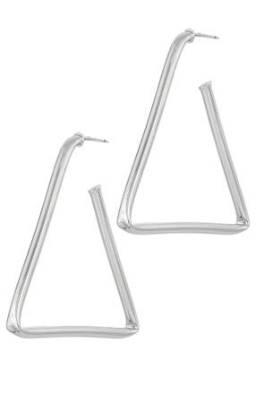 Savvy Cie Jewels RHODIUM PLATED TRIANGLE EARRINGS