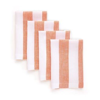 Solino Home Linen Dinner Napkins - Cabana Stripe, 20 x 20 in Orange And White at Nordstrom, Size Large