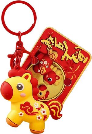 Generic 2026 Horseyear Keychain for Women Men Luck Charm Bag Accessory, 2026 The Years Of Horse Chinese New Years Lunar Cute Horse Lucky Fengshui Keyring Pend