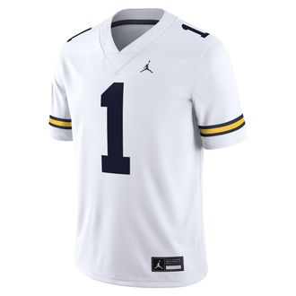 Nike Jordan Mens Michigan Wolverines Jordan Dri-FIT College Game Jersey in White | JC2F08AHMWN-U8J