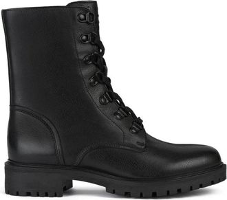 Geox Zwarte Enkellaarsjes voor Dames - Dames - Veterlaarzen - Zwart - 40 EU - Leer - Schoenen