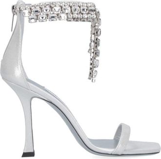 Jimmy Choo London Verity 100 Rhinestone Slingback Sandals Silver