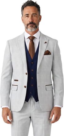 PAUL ANDREW Mark Stone Grey Check 3 Piece Race Day Formal Suit with Navy Waistcoat