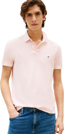 Tommy Hilfiger Mens Short Sleeve Casual Polo Shirts in Regular Fit with Garment Dye Cotton, Pink Lily, XXL