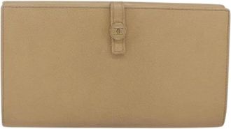 Chanel Pre-owned Wallets, female, Beige, Size: ONE SIZE Pre-owned Leather Wallet