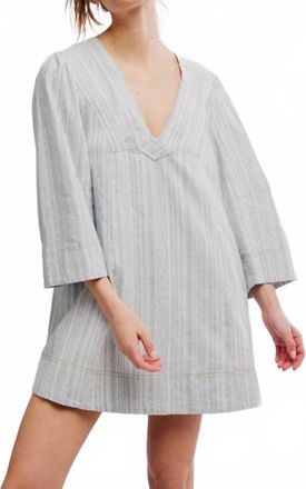 Free People Goldie Balloon Sleeve Dress In Indigo Combo