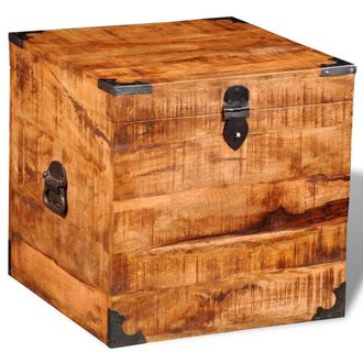 Berkfield Home Storage Chest Cubic Rough Mango Wood in Brown