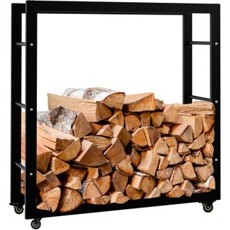 Clp Legna da ardere Keri con rotelle nero 25x80x80 cm