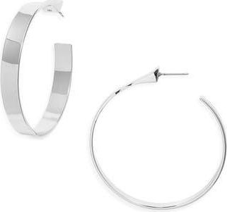 Open Edit Tapered Hoop Earrings in Silver at Nordstrom Rack