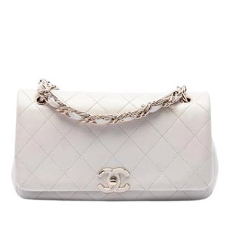 Chanel Pre-owned Vintage Quilted Flap Crossbody - Dames - Pre-owned - Wit - Maat: ONE Size Leer