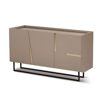 MondoViro Aparador moderno beige de 3 puertas, 160 x 50 cm, h 80 cm