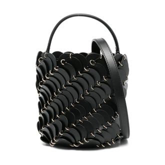 Paco Rabanne Tassen, Dames, Zwart, ONE Size, Leer, Bucket Bag