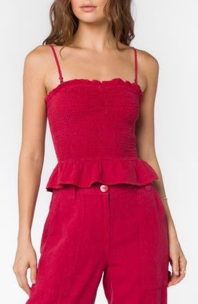 Velvet Heart Chantal Smocked Peplum Camisole in Red Salsa at Nordstrom Rack, Size X-Small