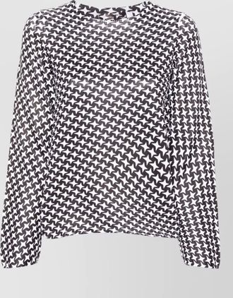 Comme Comme fine-ribbed star-print long-sleeve blouse