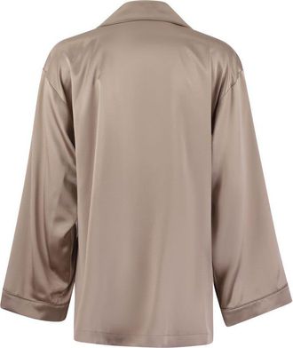 Pianoforte di Max Mara Womens Antiqued Pink Satin Vasaio Shirt - Grey Silk - Size EU 36 (Womens)
