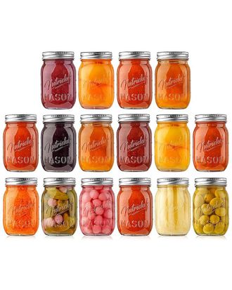Nutrichef 16pc Mason Jars Set