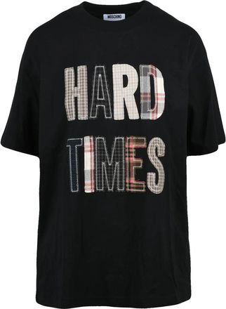 Moschino Black Patchwork Crew Neck Cotton T-Shirt