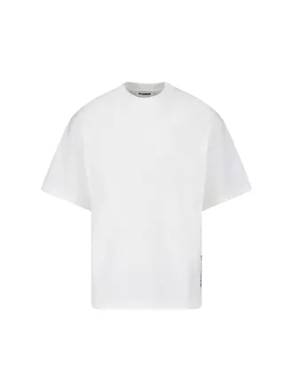 Jil Sander White Crewneck Side Logo Cotton T-Shirt