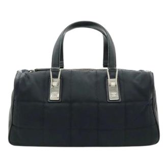 Chanel Pre-owned Handbags, female, Black, Size: ONE SIZE Pre-owned Chocolate Bar Nylon Lambskin Handbag