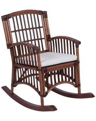 Jonathan Y Designs Jonathan Y Swayze Bohemian Farmhouse Woven Rattan & Wood Rocking Chair